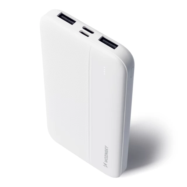 Портативний зарядний пристрій Wozinsky 2x USB-A | USB-C | micro USB 10000 mAh White (WPBWE1)