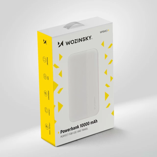 Портативний зарядний пристрій Wozinsky 2x USB-A | USB-C | micro USB 10000 mAh White (WPBWE1)