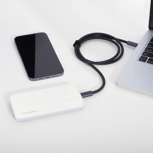 Портативний зарядний пристрій Wozinsky 2x USB-A | USB-C | micro USB 10000 mAh White (WPBWE1)