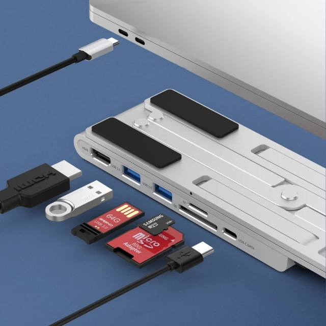 Док-станція для ноутбука Choetech 2xUSB-A/USB-C/HDMI/TF/SD Silver (HUB-M43-SL)