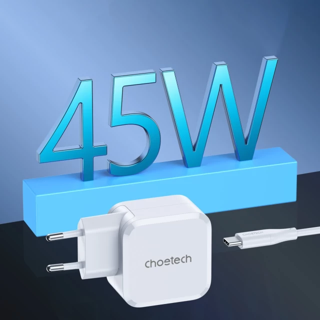 Мережевий зарядний пристрій Choetech FC 45W USB-C White (01.01.02.XX-PD8007-EU-WH)