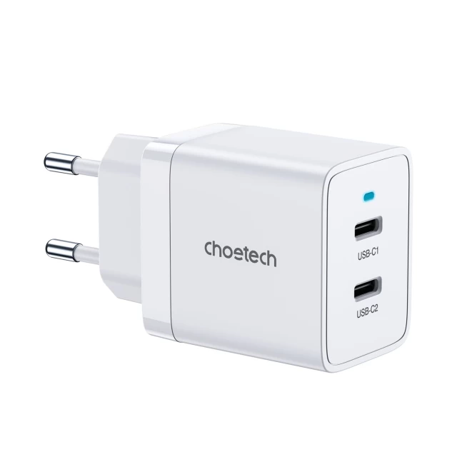 Сетевое зарядное устройство Choetech PD 40W 2xUSB-C White (01.01.02.XX-Q5006-EU)