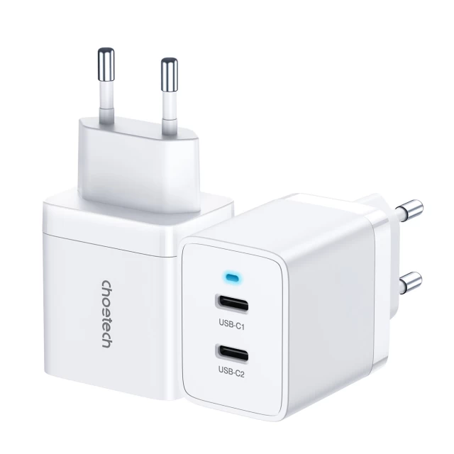 Мережевий зарядний пристрій Choetech PD 40W 2xUSB-C White (01.01.02.XX-Q5006-EU)