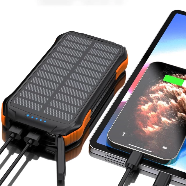 Портативное зарядное устройство с солнечной батареей Choetech Qi 2x USB-A/USB-C 5W 10000mAh Orange (01.01.04.XX-B659-OR)