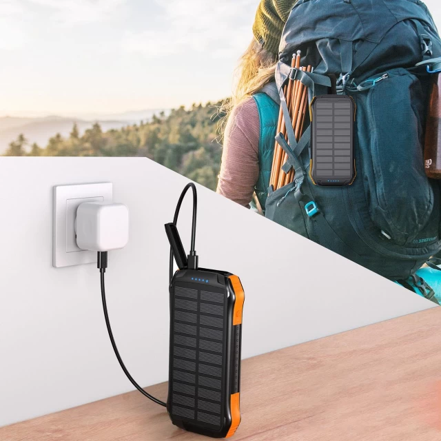 Портативное зарядное устройство с солнечной батареей Choetech Qi 2x USB-A/USB-C 5W 10000mAh Orange (01.01.04.XX-B659-OR)