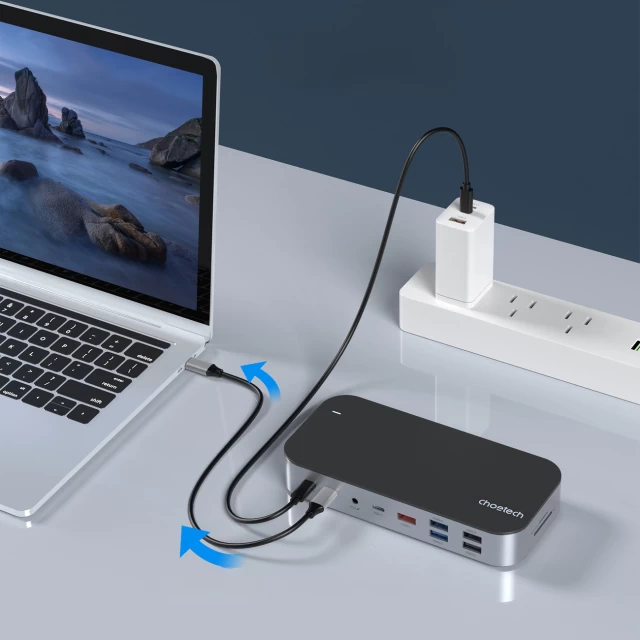 USB-хаб Choetch M52 5xUSB-A/3xUSB-C/2xHDMI/VGA/Displayport/Ethernet/Audio 3.5mm/SD/microSD Grey (01.02.01.XX-HUB-M52-GY)