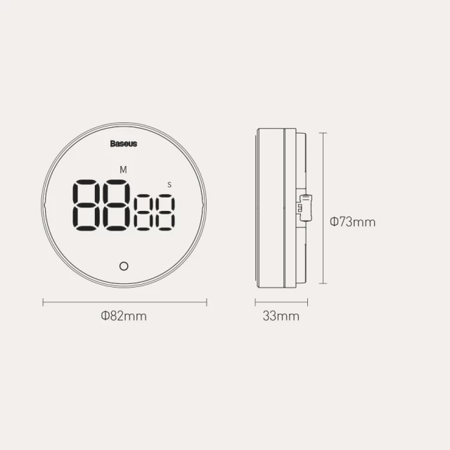 Таймер Baseus Heyo Rotation Countdown Timer Pro Grey (FMDS000013)