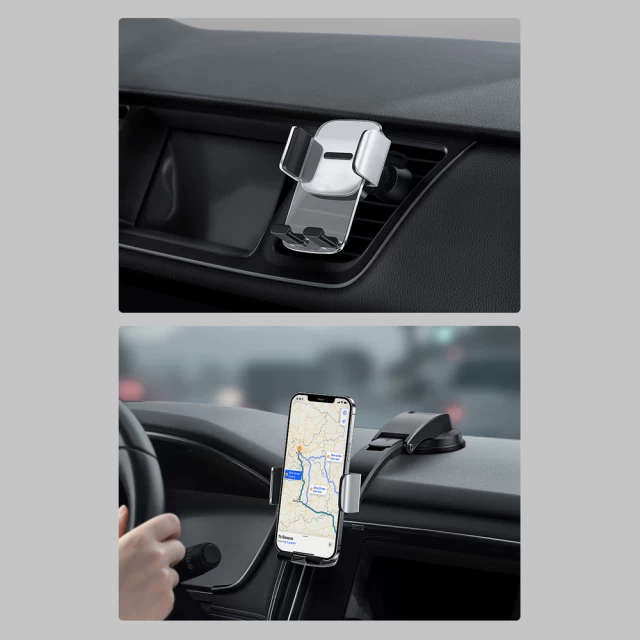 Автотримач Baseus 2-in-1 Easy Control Pro Clamp Car Mount Holder Silver (SUYK000012)