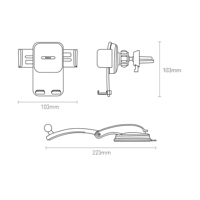 Автотримач Baseus 2-in-1 Easy Control Pro Clamp Car Mount Holder Silver (SUYK000012)