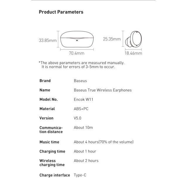 Наушники Baseus Encok W11 Black (NGTW060001)