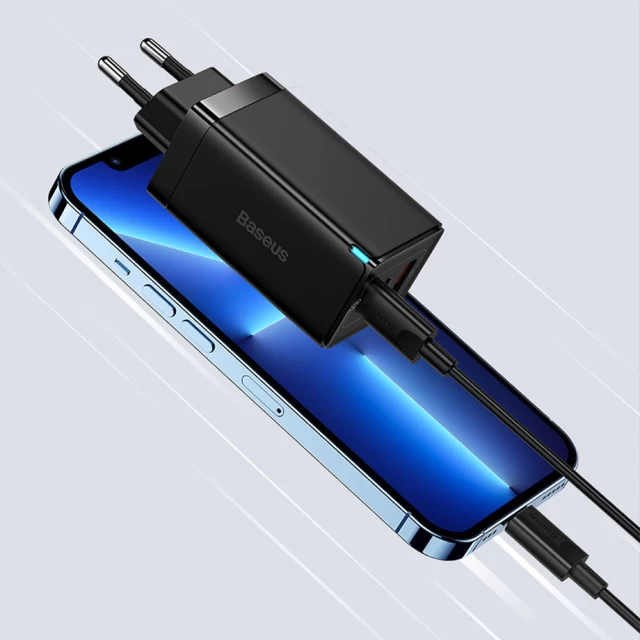 Мережевий зарядний пристрій Baseus GaN3 Pro 65W 2xUSB-C | USB-A with USB-C to USB-C Cable 1m Black (CCGP050101)