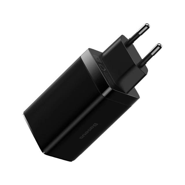Мережевий зарядний пристрій Baseus GaN3 Pro 65W 2xUSB-C | USB-A with USB-C to USB-C Cable 1m Black (CCGP050101)