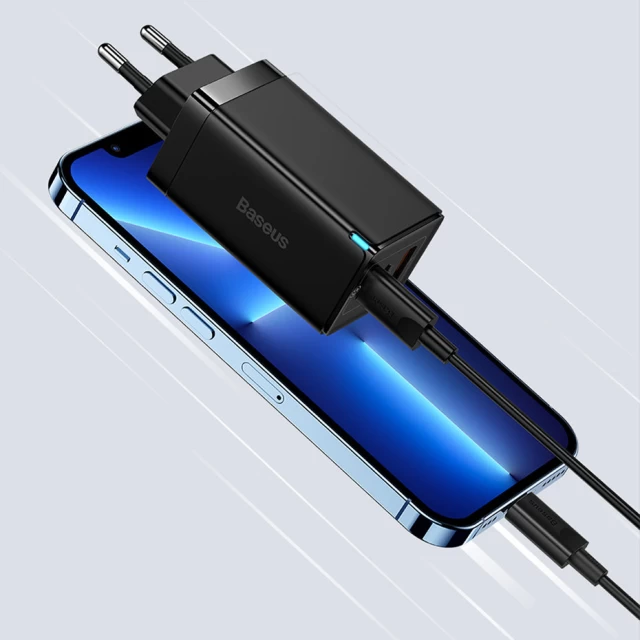 Мережевий зарядний пристрій Baseus GaN3 Pro 65W 2xUSB-C | USB-A with USB-C to USB-C Cable White (CCGP050102)