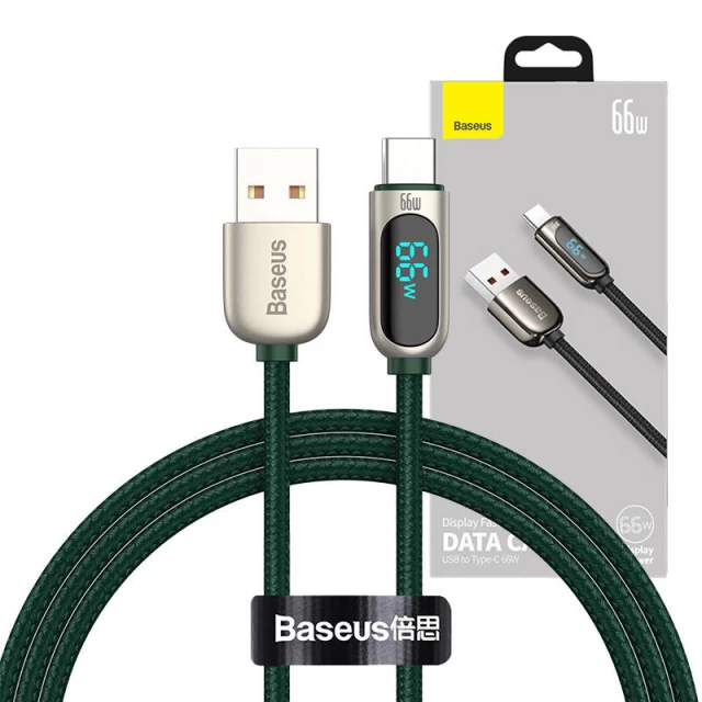 Кабель Baseus Display USB-A to USB-C 66W 1m Green (CASX020006)
