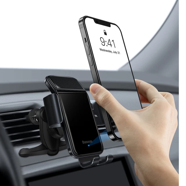 Автотримач Baseus Smart Solar Power Wireless Car Mount Electric Holder Black (SUZG000001)