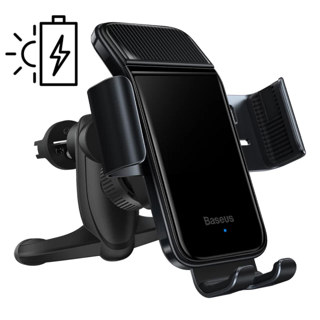 Автотримач Baseus Smart Solar Power Wireless Car Mount Electric Holder Black (SUZG000001)