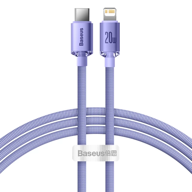 Кабель Baseus Crystal Shine USB-C to Lightning 1.2m Purple (CAJY000205)