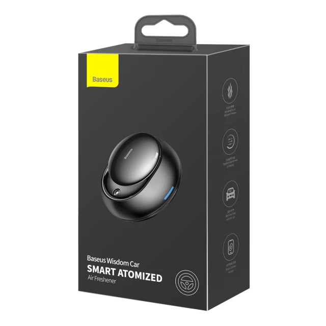 Ароматизатор Baseus Wisdom Car Smart Atomized Air Freshener with Fresia/Bell Cartridge and USB-C Cable Black (CNZX000301)