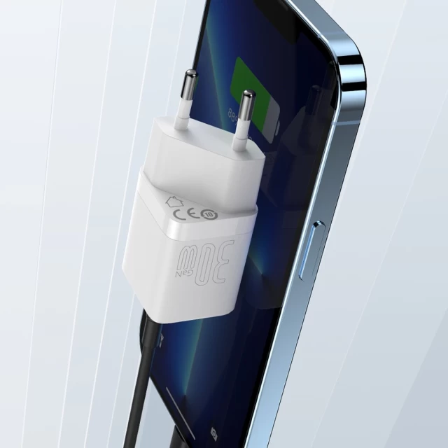 Сетевое зарядное устройство Baseus GaN3 FC 30W USB-C White (CCGN010102)