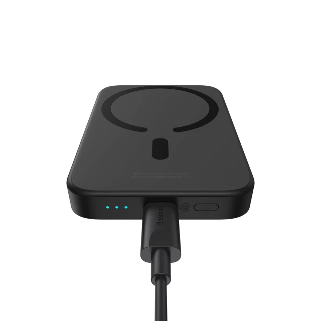 Портативний зарядний пристрій Baseus Magnetic Wireless Charging 6000 mAh with USB-C to USB-C 0.5m Cable Black (PPCX020001)