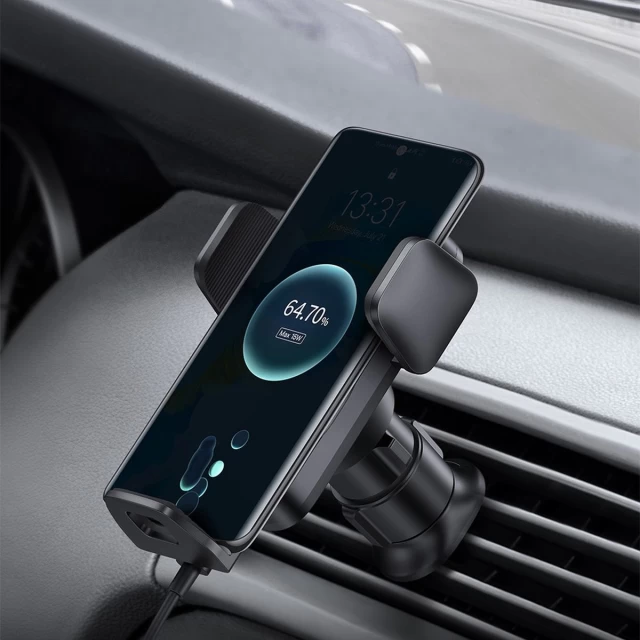 Автотримач з функцією бездротової зарядки Baseus Wisdom Wireless Charging Electric Car Phone Holder Qi 15W Black (CGZX000101)