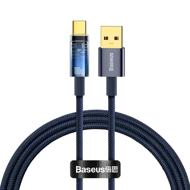 Кабель Baseus Cable Explorer 6A 100W USB to Type-C 1m Blue (CATS000203)
