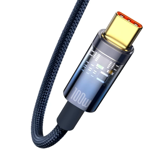 Кабель Baseus Explorer Series Auto Power-Off Fast Charging Data Cable 100W USB to USB Type-C 2m Blue (CATS000303)