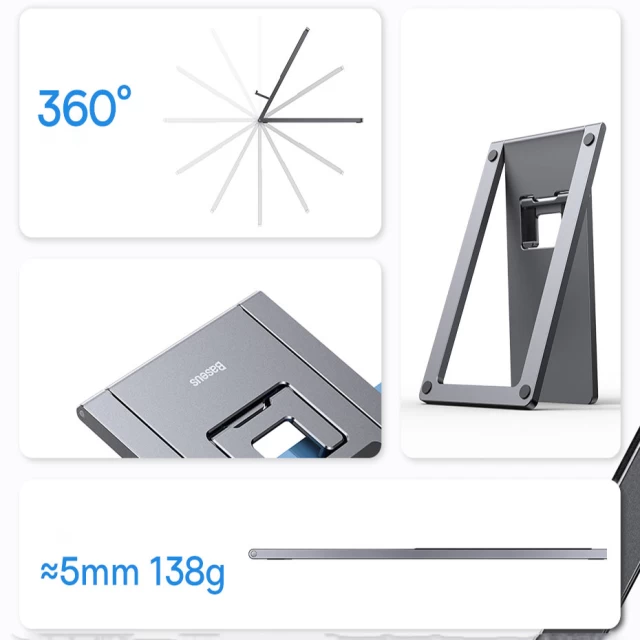 Подставка Baseus Foldable Desk Stand Tablet Holder для iPhone/iPad Grey (LUKP000013)