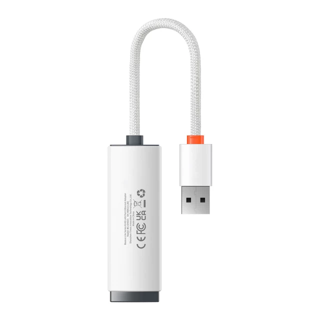 Адаптер Baseus Lite Series USB-A to Ethernet White (WKQX000002)