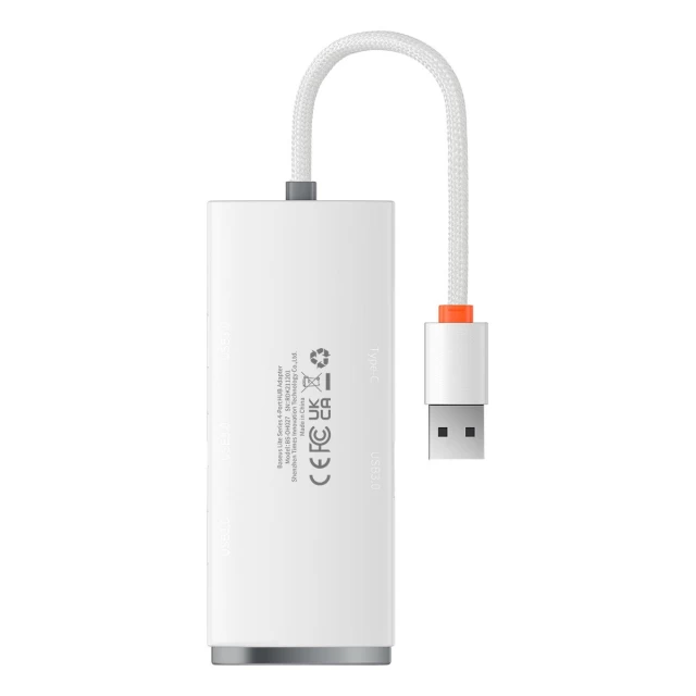 USB-хаб Baseus Lite Series Multifunctional HUB 4in1 USB - 4x USB  1.25m White (WKQX030002)