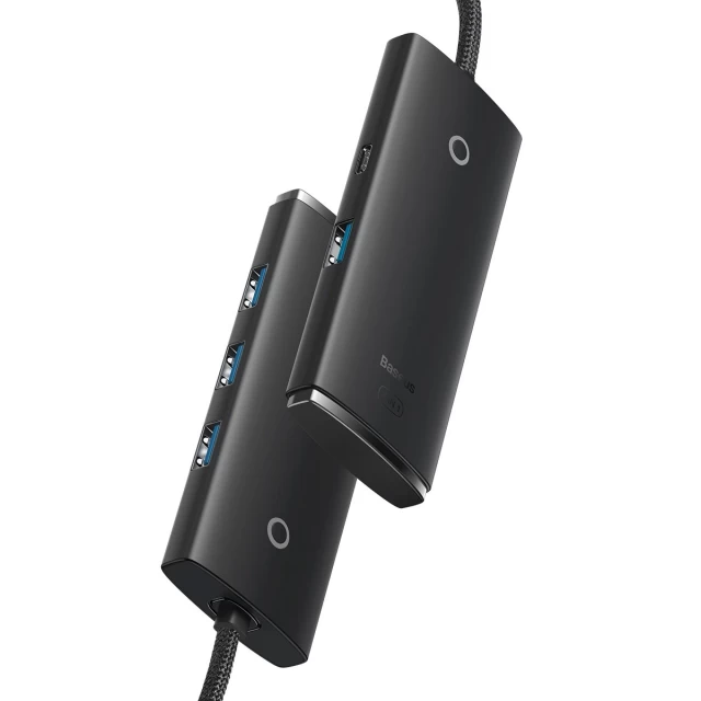 USB-хаб Baseus Lite Series 5-in-1 USB-A to 4xUSB-A/USB-C 2m Black (WKQX030201)