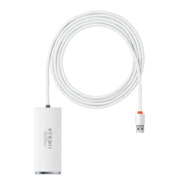 USB-хаб Baseus 4-in-1 Lite USB-A to 4x USB-A 3.0 2m White (WKQX030202)