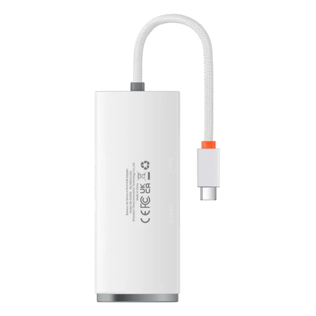 USB-хаб Baseus Lite Series Hub 4-in-1 USB-C to 4хUSB-A/USB-C 0.25m White (WKQX030302)