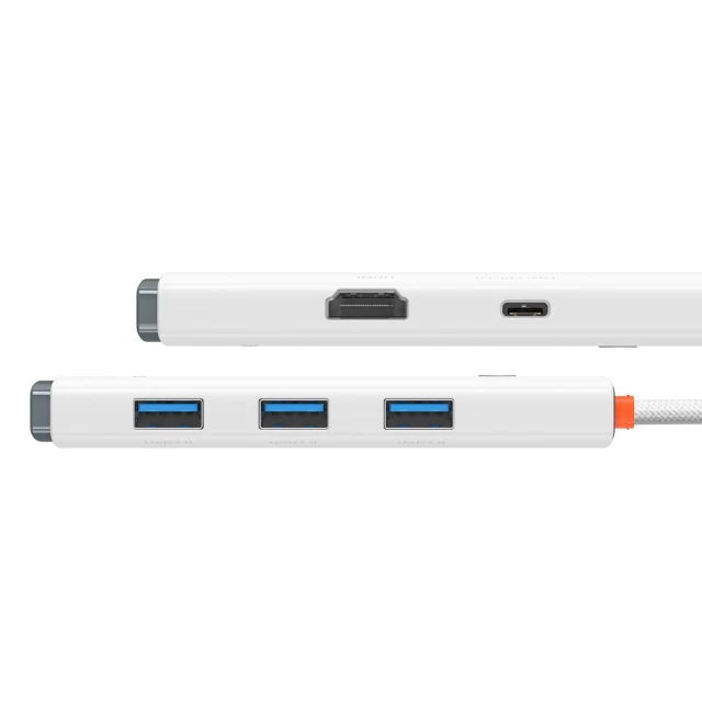 USB-хаб Baseus Lite Series Hub 5-in-1 USB-C to 3хUSB-A/USB-C/HDMI 0.2m White (WKQX040002)