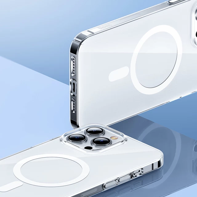 Чохол і захисне скло Baseus Crystal Magnetic Glass для iPhone 13 Pro Transparent with MagSafe (ARJT000102)