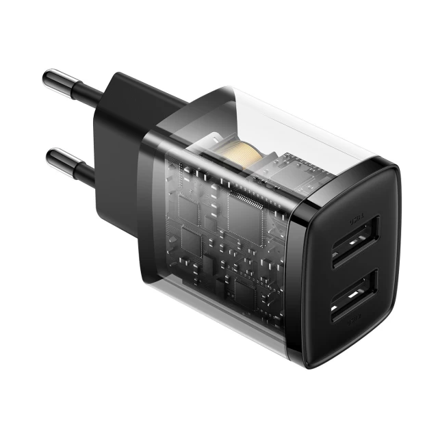 Мережевий зарядний пристрій Baseus Compact 10.5W 2xUSB-A Black (CCXJ010201)