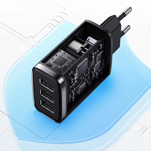 Мережевий зарядний пристрій Baseus Compact 17W 3xUSB-A Black (CCXJ020101)