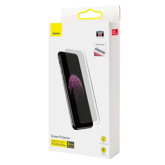 Защитное стекло Baseus 0.3mm для iPhone 11 Pro | XS | X Privacy (2 pack) (SGBL060402)