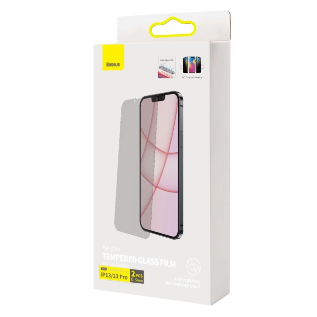 Захисне скло Baseus Privacy Glass для iPhone 14 | 13 | 13 Pro (2 Pack) (SGBL061302)