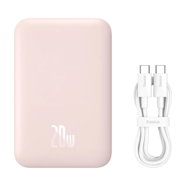Портативное зарядное устройство Baseus Magnetic Wireless Charging 6000 mAh with USB-C to USB-C 0.5m Cable Pink (PPCX020004)