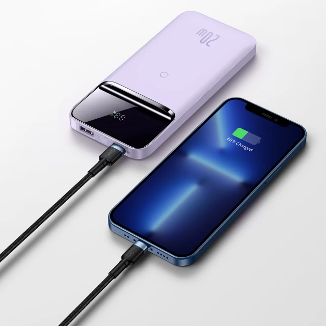 Портативний зарядний пристрій Baseus Magnetic Wireless 10000 mAh 20W with USB-A to USB-C 0.5m Cable Purple (PPCX010105)