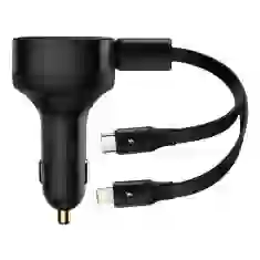 Автомобильное зарядное устройство Baseus Enjoyment Retractable 30W with Lightning/USB-C Cable Black (CGTX000001)
