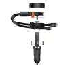 Автомобільний зарядний пристрій Baseus Enjoyment Retractable 30W with Lightning/USB-C Cable Black (CGTX000001)