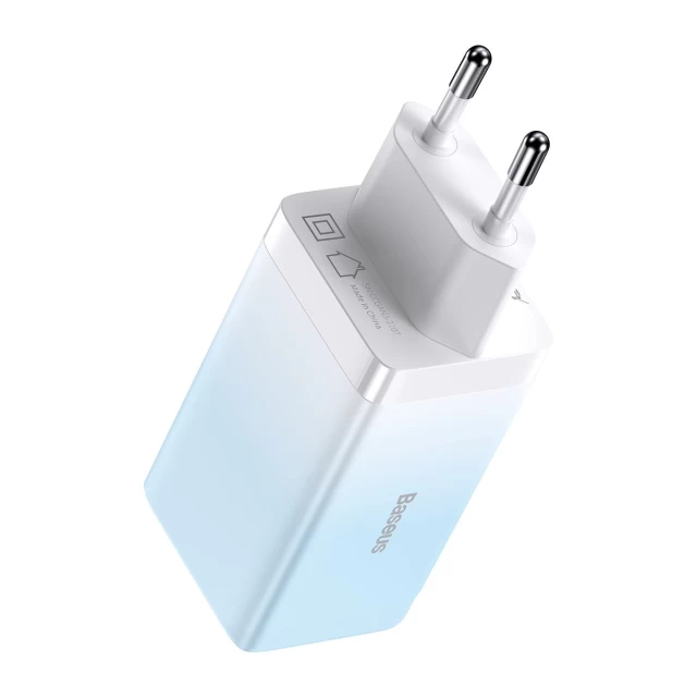 Мережевий зарядний пристрій Baseus Travel QC/PD 65W 2xUSB-C | USB-A with USB-C to USB-C Cable 1m Blue (CCGP050103)