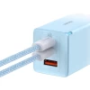 Мережевий зарядний пристрій Baseus Travel QC/PD 65W 2xUSB-C | USB-A with USB-C to USB-C Cable 1m Blue (CCGP050103)