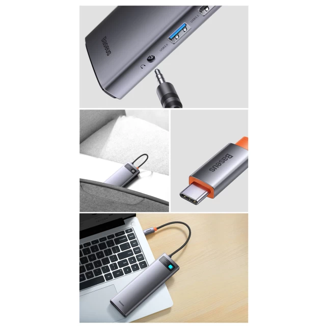 USB-хаб Baseus Metal Gleam Series 12-in-1 Type-C Gray (WKWG020213)