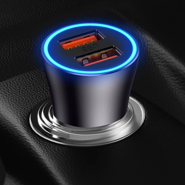 Автомобільний зарядний пристрій Baseus Golden Contactor Max Fast 60W 2xUSB-A Quick Charge Blue (CGJM000003)