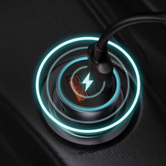 Автомобильное зарядное устройство Baseus Golden Contactor Max Dual Fast Charger Car Charger USB + USB Type-C Dark Gray (CGJM000113)
