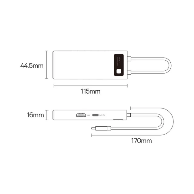 USB-хаб Baseus Metal Gleam Multifunctional 6-in-1 USB-C to 3xUSB-A/USB-C/VGA/HDMI Grey (WKWG030013)