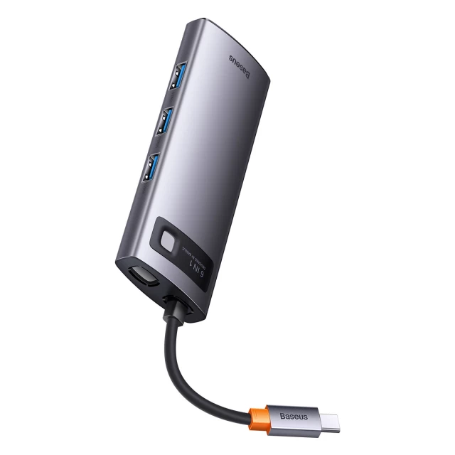 USB-хаб Baseus Metal Gleam Multifunctional 6-in-1 USB-C to 2xUSB-A/USB-C/2xHDMI Grey (WKWG030113)